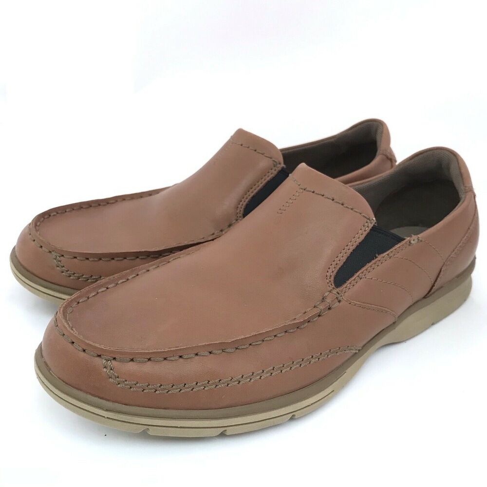 Clarks Rattlin Port Brown Loafers Slip On Moc Toe Comfort Shoes‎ Mens Size 8.5M